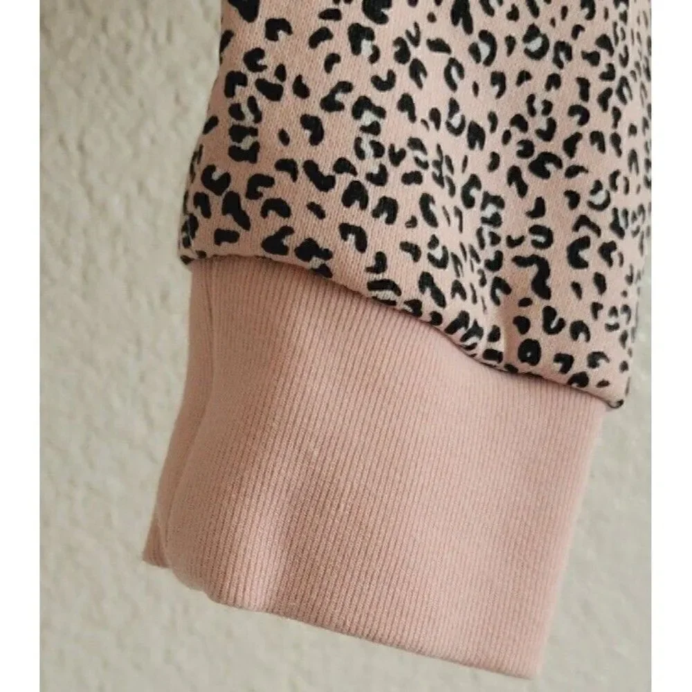 ADIDAS X HER Studio London Pink Leopard Print Crop Sweatshirt Women's Size XS